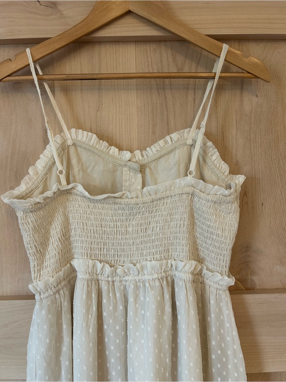 Patrons of Peace Cream boho Swiss Dot corset style Spaghetti-Strap Maxi Dress L - Picture 5 of 8